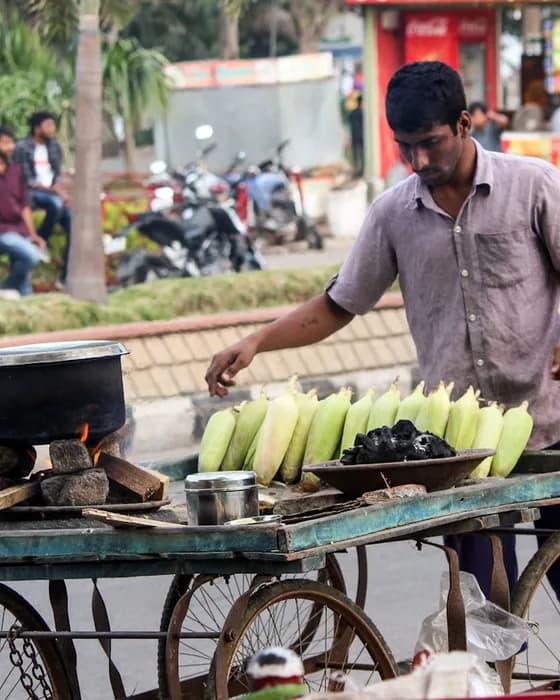 রাস্তার ধারের ভাপা খাবার বিক্রেতা